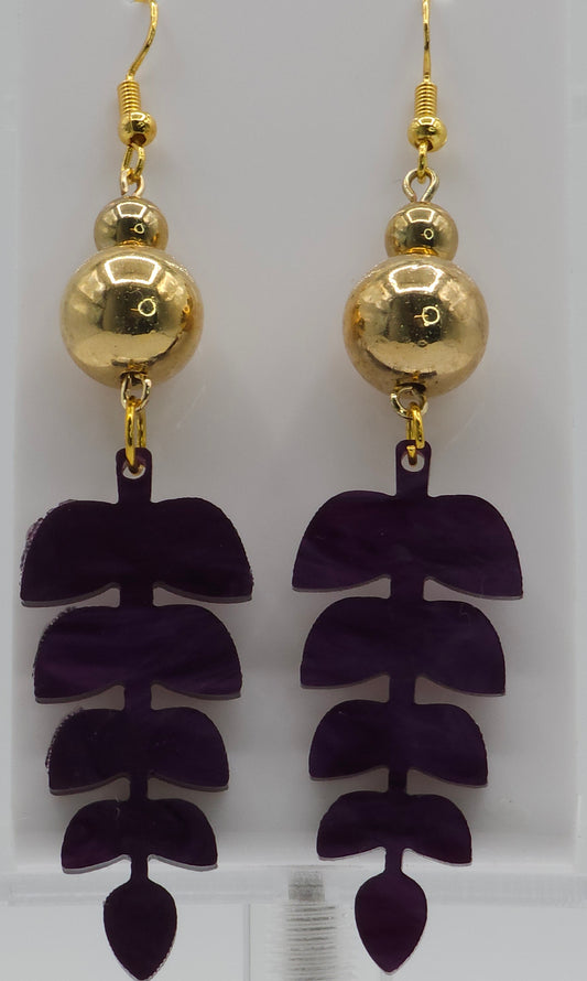 Purple & Gold Acrylic Earrings