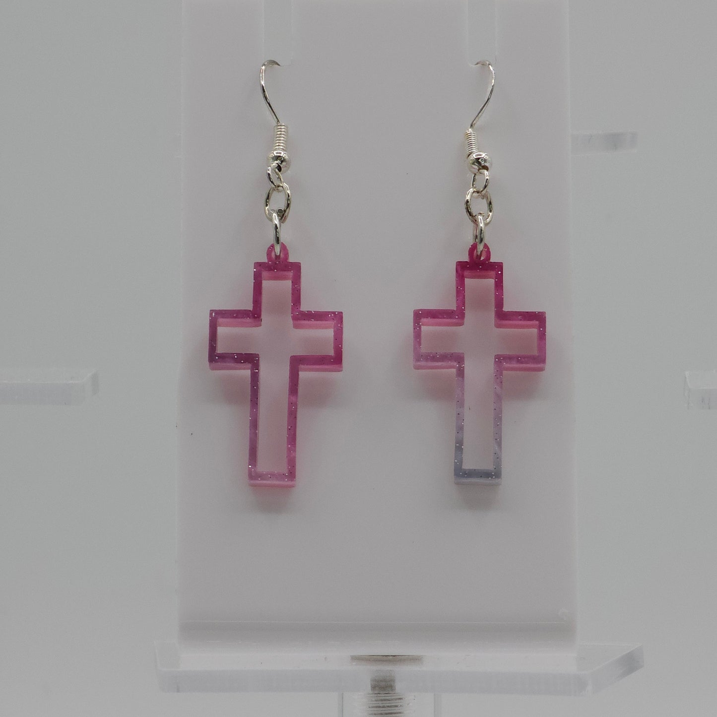 Pink & Gray Acrylic Earrings