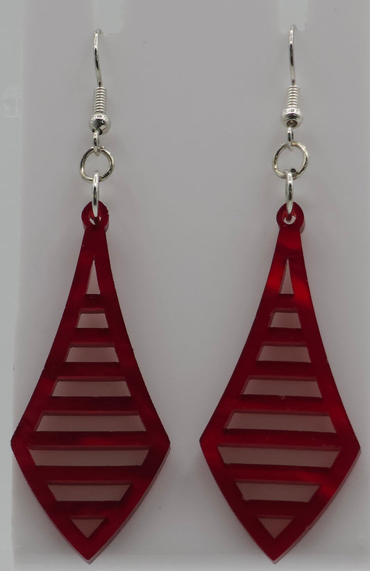 Red Acrylic Earrings (Silver Hook)