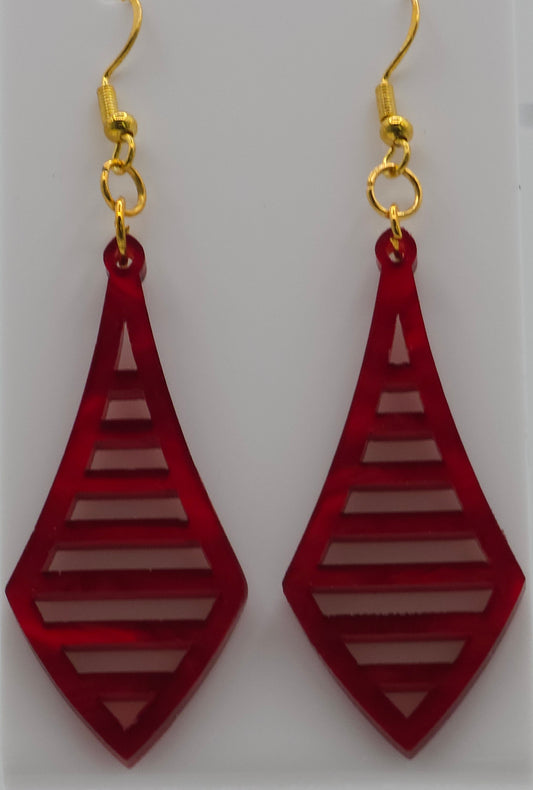 Red Acrylic Earrings (Gold hooks)