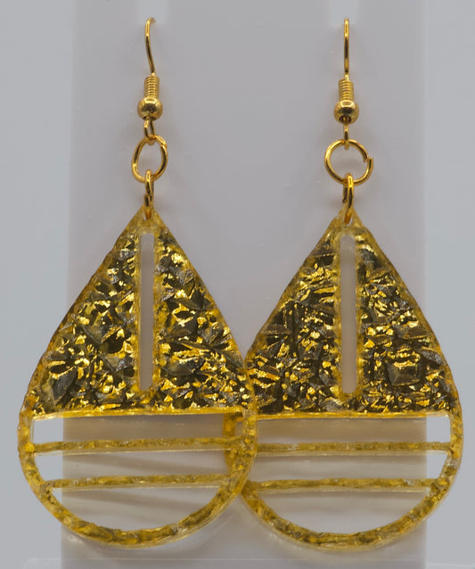 Gold Flakes Acrylic Earrings