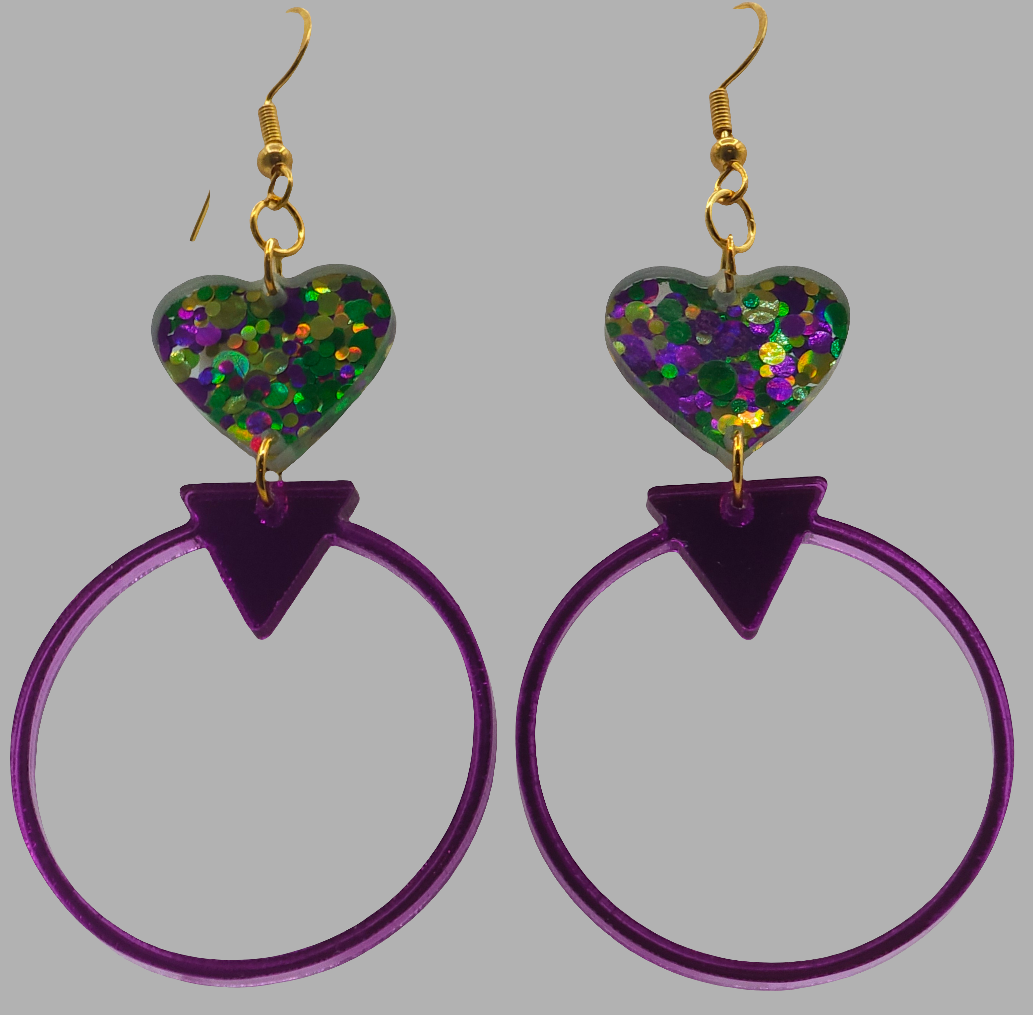 Vibrant Purple Mardi Gras Acrylic Earrings